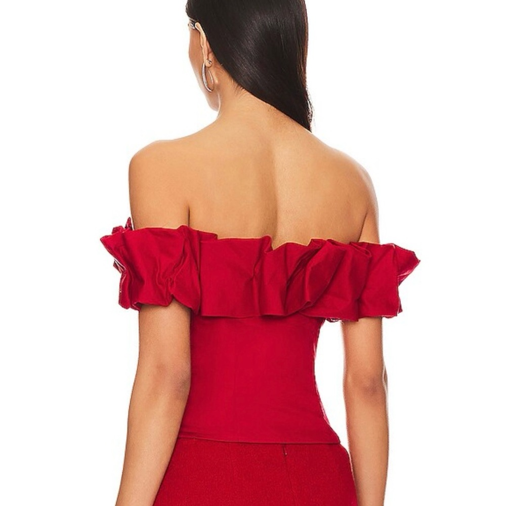 NBD Red Ruffle Off-Shoulder Blouse - Picture 4 of 4